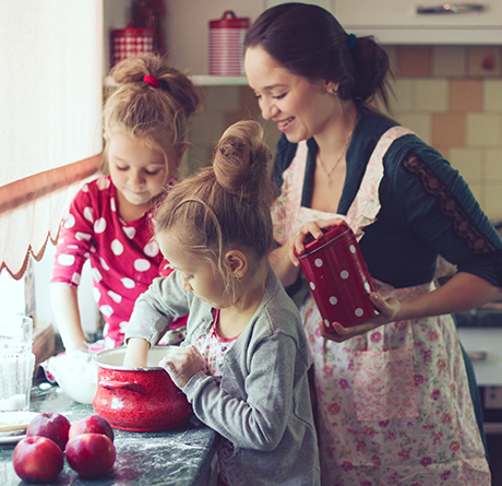 Mother and Daughters Baking
